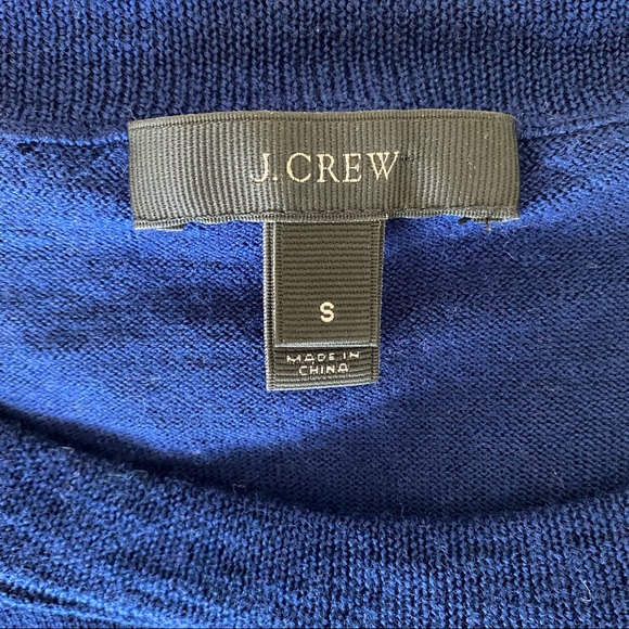 J.Crew Navy Merino Wool Tippi Crewneck Sweater Size Small, 3/4 length sleeve - Picture 2 of 7